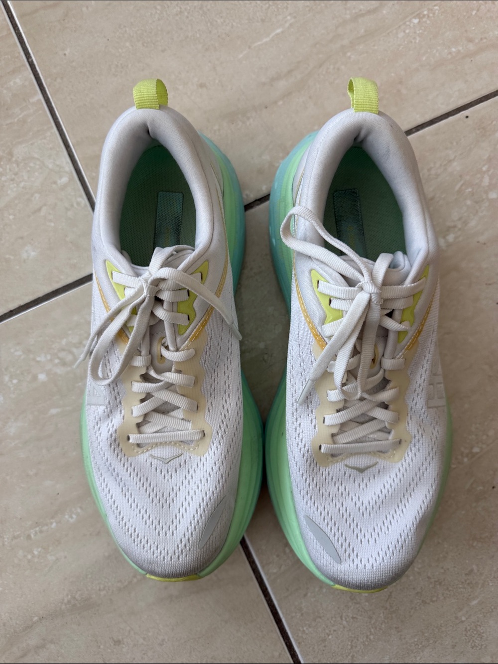 Hoka One One Bondi 8 Blanc De Blanc Sunlit Ocean Women's Running Shoe White Sz 8 - Picture 4 of 12